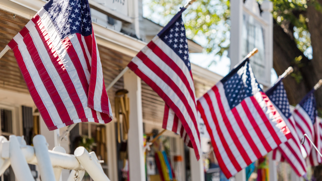 Row of American flags