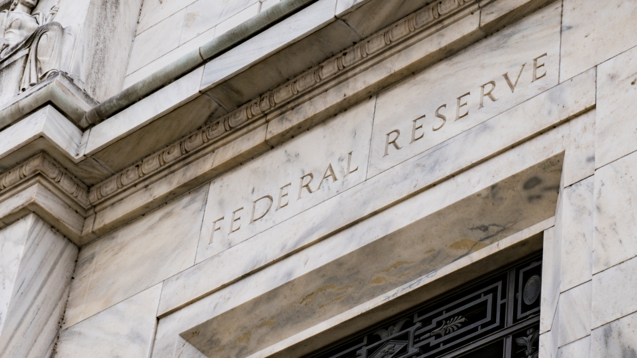 Facade on the Federal Reserve Building in Washington DC.