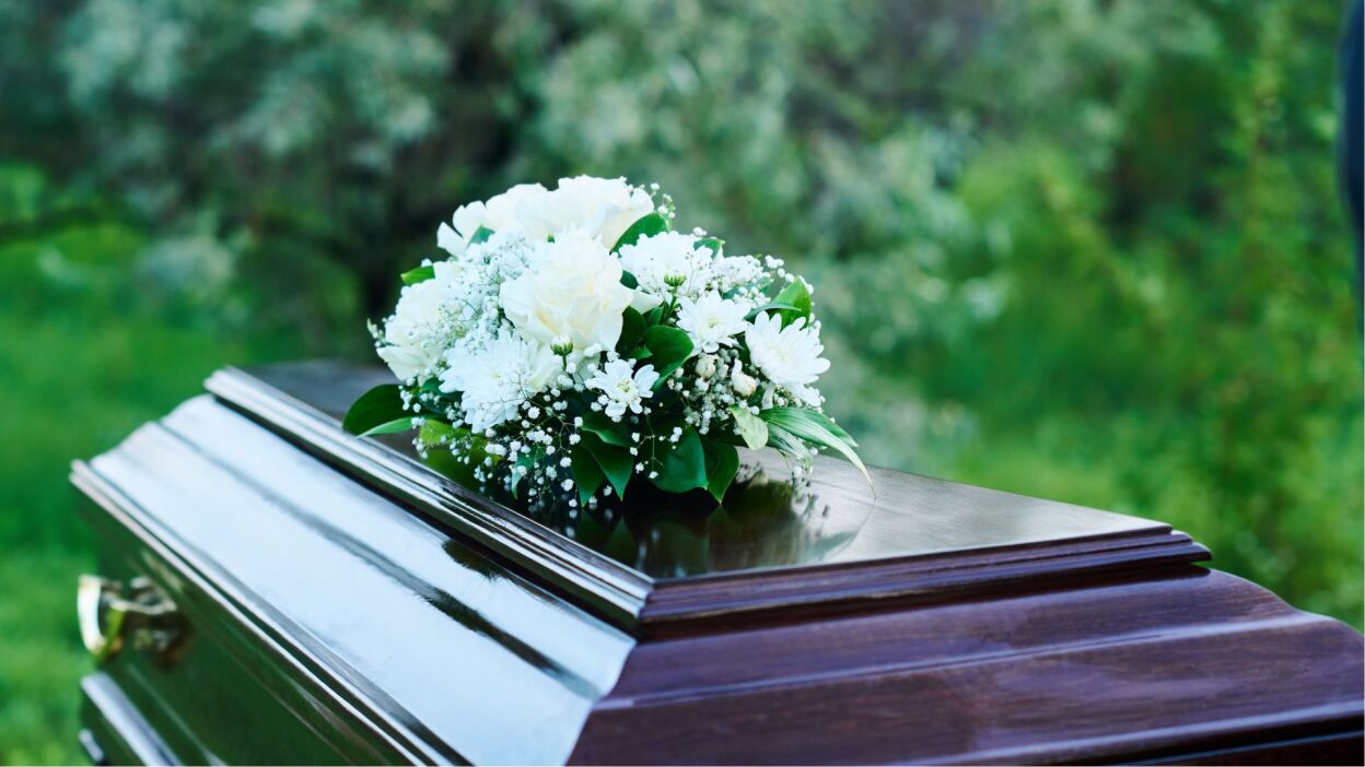 Flowers on a casket